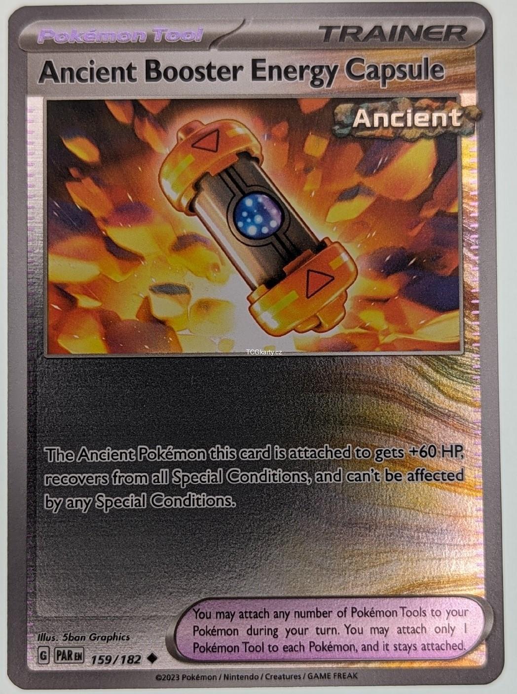 ancient booster energy capsule pokemon tcg card - 159/182 - Paradox Rift - Reverse Foil recovers from all Special Conditions Ancient Booster Energy Capsule Par
