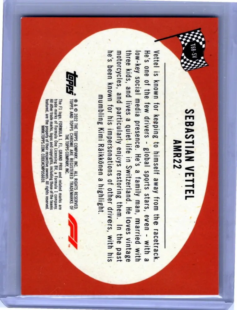 Sebastian Vettel AMR22 - 2022 Topps Chrome F1
